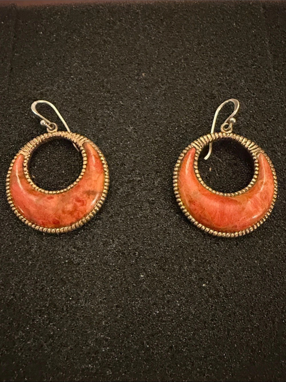 Barse Orange & Gold Hoop Earrings